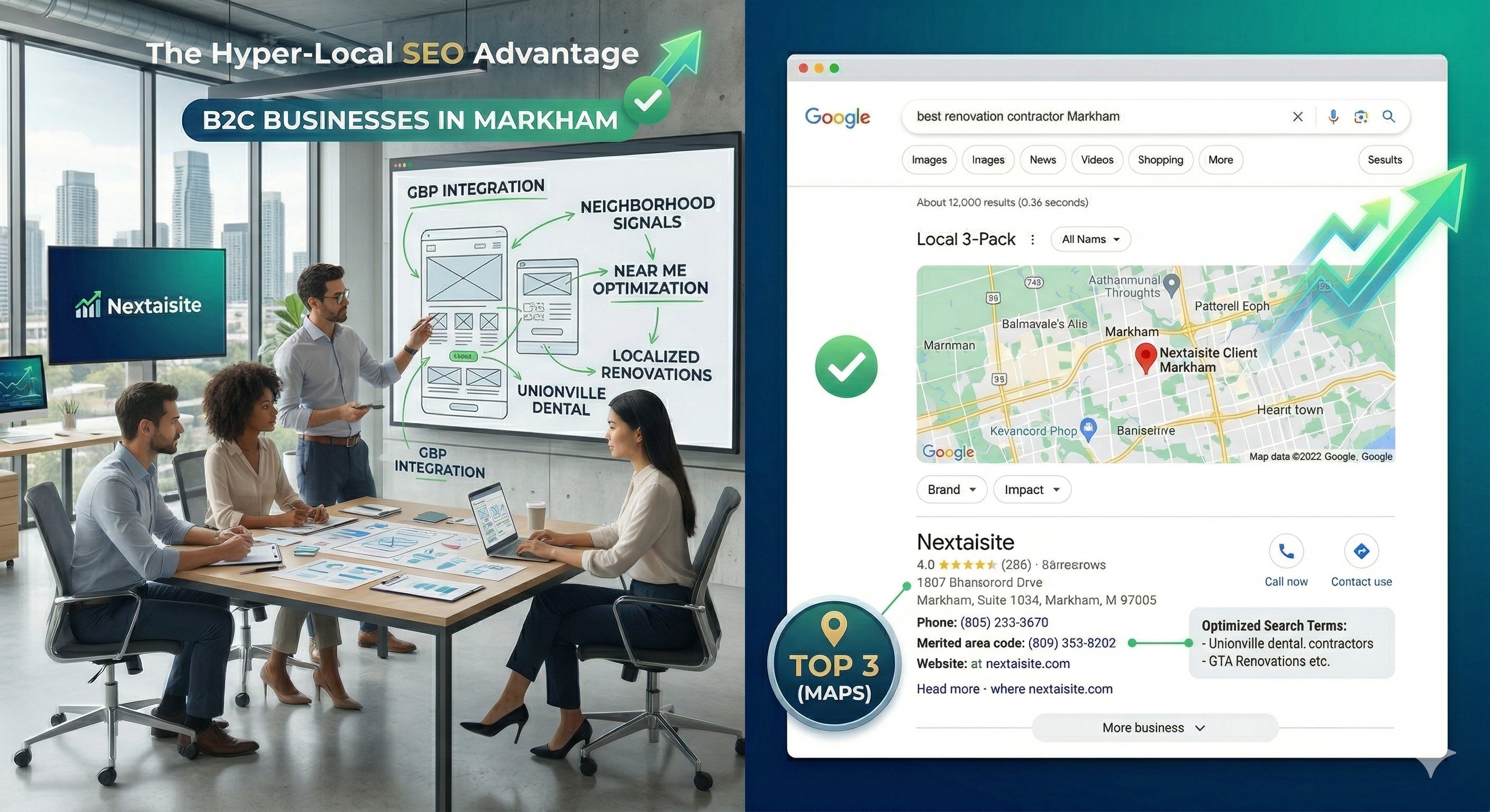Markham web design team using Semrush and Figma to optimize local B2C business websites.